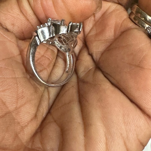 Vintage Silver Crystal Fashion Clover Ring Size 7 - Picture 8 of 8